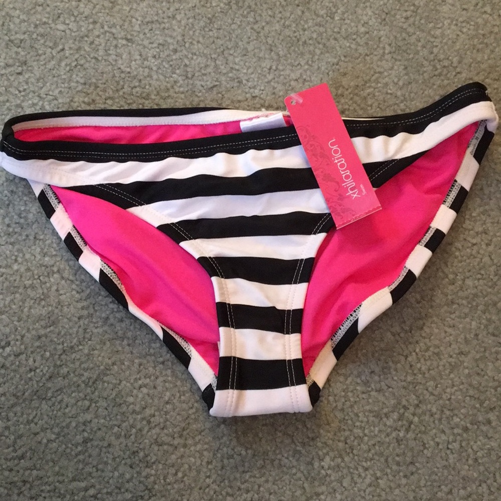 Black and white striped bikini bottom